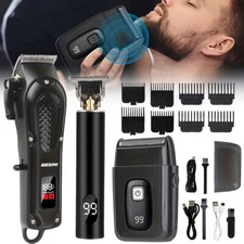 Professional Cordless Hair Clippers for Men 3-piece Set Beard Trimmer Shaver Set