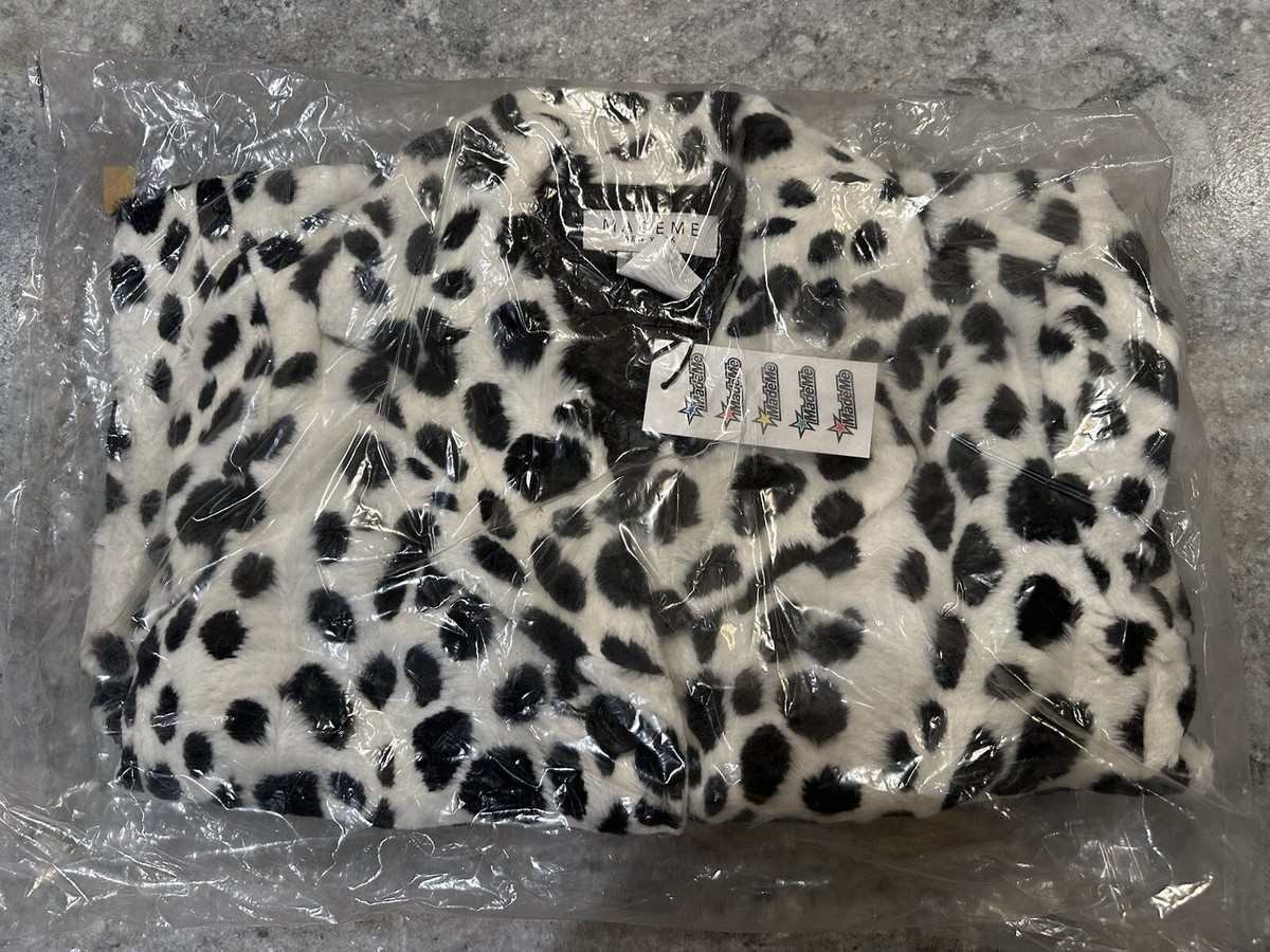 MADEME Black White Dalmation Faux Fur Coat XS- J5FW19