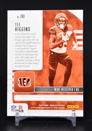 2020 Panini Absolute #190 Tee Higgins RC ROOKIE CARD Cincinnati Bengals Clemson - Picture 2 of 2