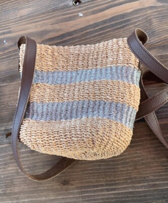 Vincent Pradier Woven Straw Bucket Bag, Metallic Crossbody, Summer, Trendy