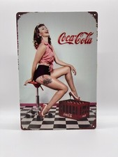 Blechschild Coca Cola 20x30cm Nostalgie Retro Reklame Vintage Deko Geschenk Girl
