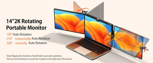 UPERFECT 14" 2K QHD Tragbarer Monitore Laptop-Display Extender Laptop-Bildschirm - Afbeelding 10 van 10