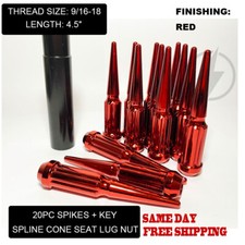 Fit Dodge Ram1500 Dokota Durango Spline Spike Lug Nut Cone Seat 916-18 Red 20pc