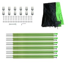 14FT Trampoline Net and Green Replacemen Poles, with Clamp and Hardware, Encl...