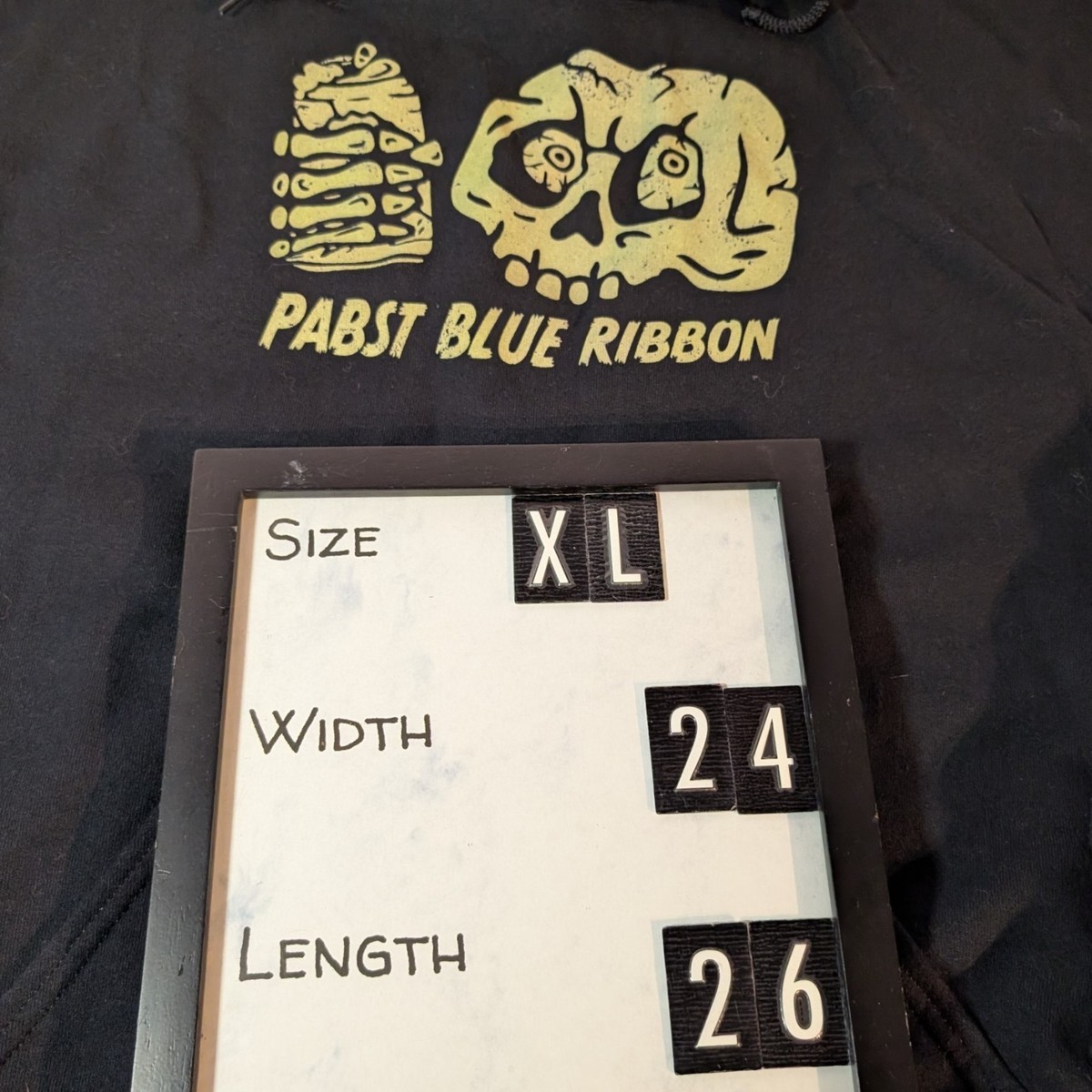 Pabst Blue Ribbon Black Hoodie Size XL, Rare Promo Skull Logo, PBR