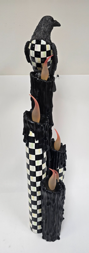 Mackenzie-Childs Courtly Check Jumbo Melting Candle Cluster With Crow Free S&H - Picture 5 of 11