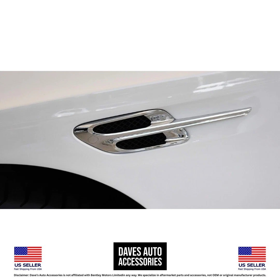 2016–2018 Bentley GT GTC Left Side Fender Air Vent Chrome Trim