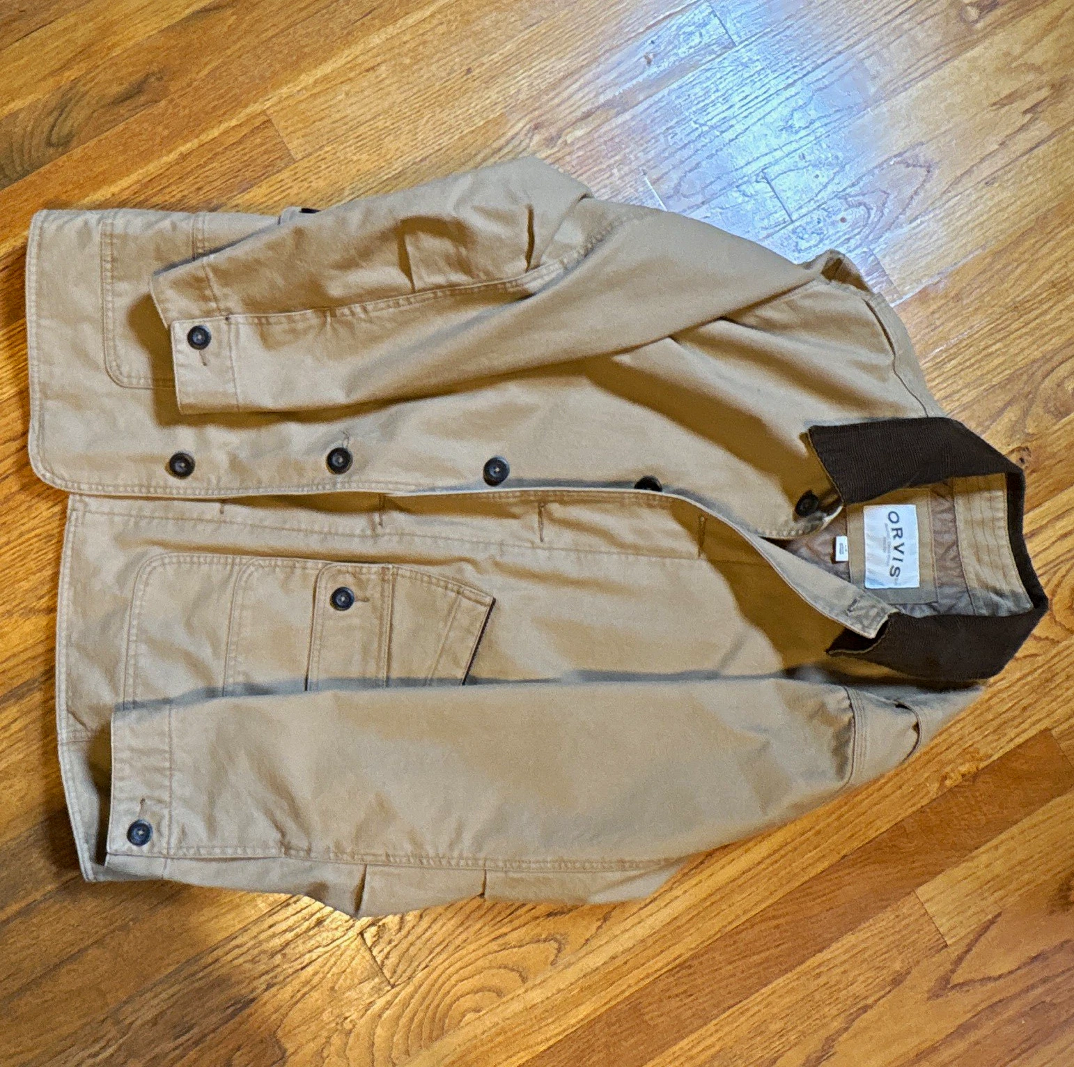 Orvis Classic Collection Men's L Beige/Brown Cotton Canvas Field Jacket Button - product detail image 1