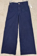 NWT Anthropologie Maeve Colette Dark Wash Denim Glitter Wide Leg Pants Size 26