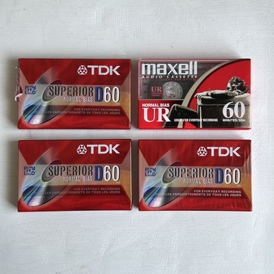 Lot 4 BLANK CASSETTE TAPES FACTORY SEALED TDK & MAXWELL