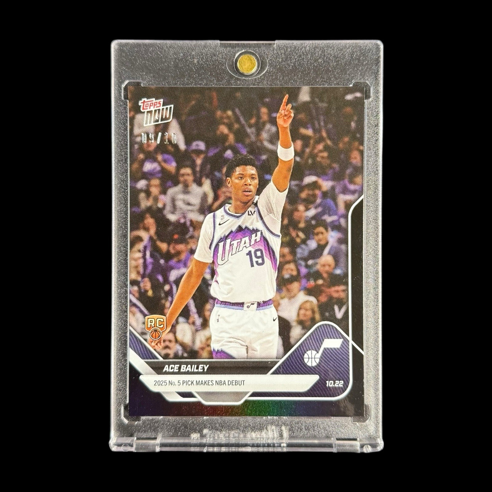 Ace Bailey 2025-26 Topps NOW NBA #9 Jazz Rookie Debut RC Black Foil /10