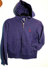 Polo Ralph Lauren Boys Hoodie Sweatshirt Small 8 Dark Blue Full Zip Up Youth