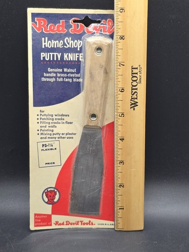 RARE Vintage NOS Red Devil Putty Knife / Scraper Model P3 1 1/4 S Walnut Handle - Picture 7 of 7
