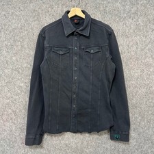 Diesel Men Navy Cotton Button Up Jacket with Lion Emblem Size XL