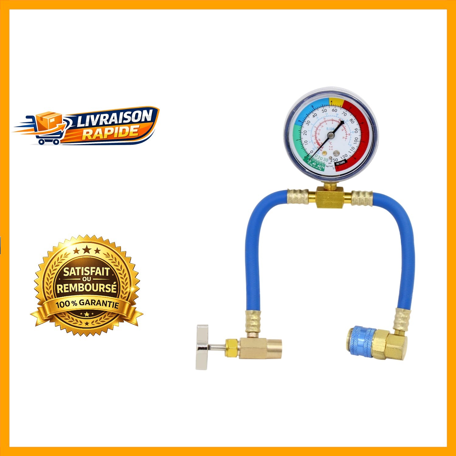 Tuyau R134A climatisation auto flexible avec jauge 250 PSI pour circuit de froid
