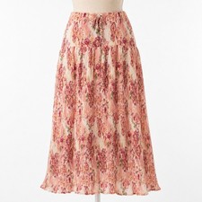 Vintage Y2K Floral Fairy Tiered Maxi SKirt Size XL Pink Cottagecore Boho Indie
