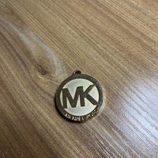 Michael KORS GOLD TONE MK SIGNATURE LOGO KEY RING CHAIN FOB CHARM No Chain