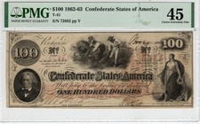 T-41 PF-12 1862 $100 Confederate Paper Money - PMG Choice Extremely Fine 45