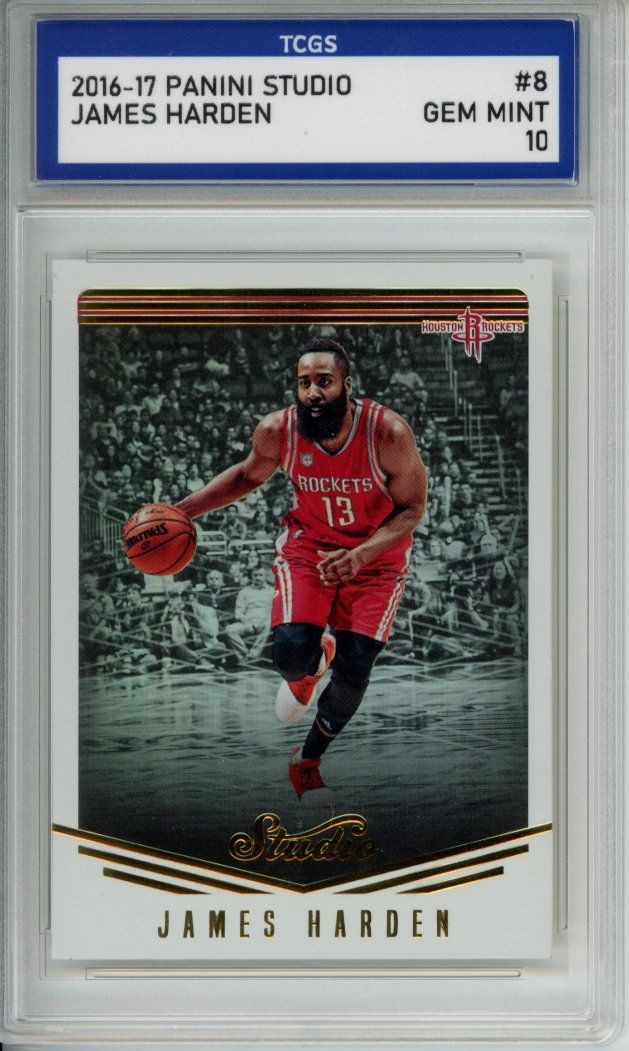 2016-17 PANINI STUDIO #8 JAMES HARDEN TCGS GEM MINT 10