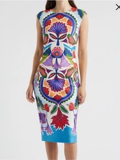 Vince Camuto Dress 24W NWT Scuba Knit Crepe Cocktail Cap Sleve Floral Colorful