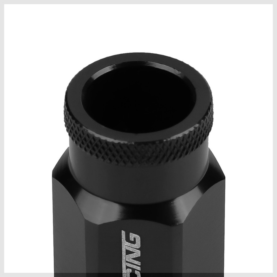 Motor-1 20-Pack Black M12x1.5 Open End Tuner Wheel Lock Lug Nuts With Key – Spline Drive, Knurled Tip