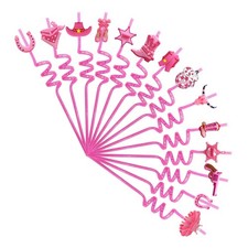 Lumsburry 14 Pcs Cowgirl Party Favors, Reusable Pink Drinking Straws