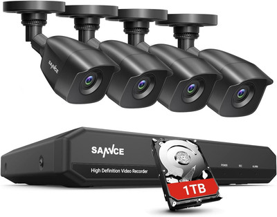SANNCE 8-Kanal 1080P Outdoor CCTV-Kamerasystem, 4 Stück 1080P Wetterfest Zuhause