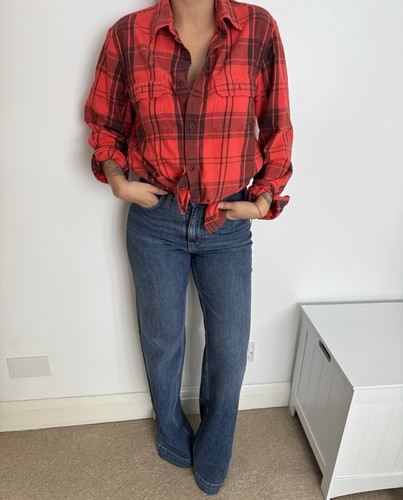 Camicia di flanella Gap LumberJack camicia a quadri grunge rosso nero - Foto 3 di 14
