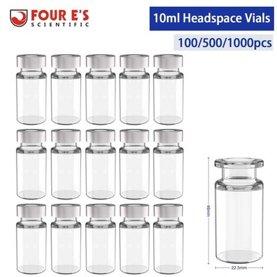 1000PCS 10ml Sample Vials+Aluminum Caps 20mm Crimp Top Clear Glass Bottle HPLC