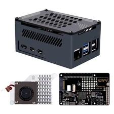 P33 M.2 NVME M-Key PoE+ Hat with Official Pi 5 Active Cooler and Aluminum Cas...