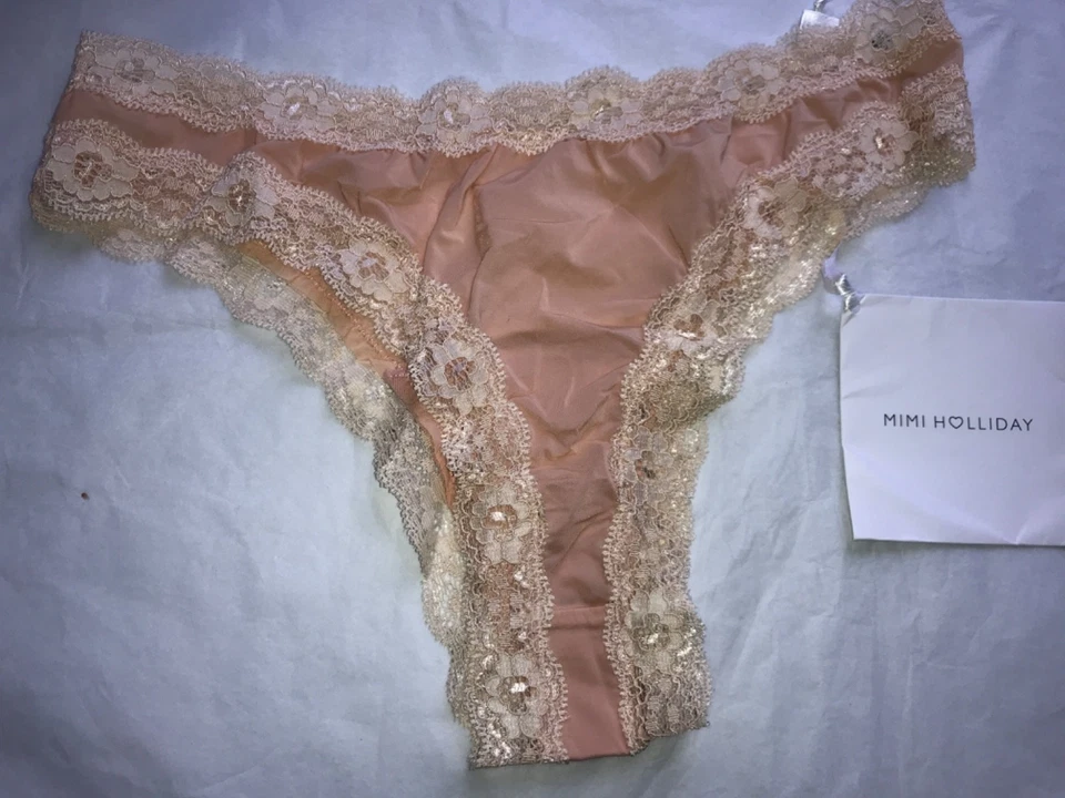 MIMI HOLLIDAY Intimates Brief  LACE TRIM PEACH CREAM UK MEDIUM — 第 2/4 张图片