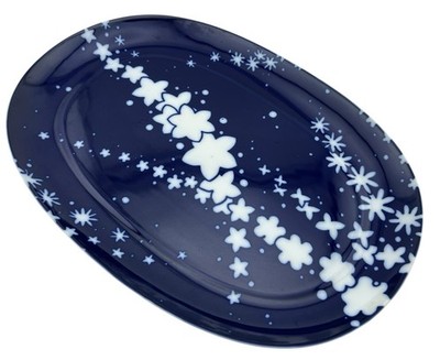 Block Bidasoa Variance Serving Platter Navy & White Ceramic 14.5  Spain