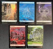 MTG Full Art Basic Land Set FOIL (5) - Spider Web Lands - Spider-Man (SPM) NM
