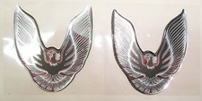 Vintage 80s 90s Firebird Trans Am Bird Emblem Blacksilver 3.6x3.0 2-pcs