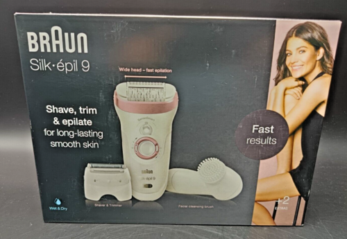 Braun Silk Epil 9 Epilator White / Pink with Facial Cleansing Brush SES9-855!