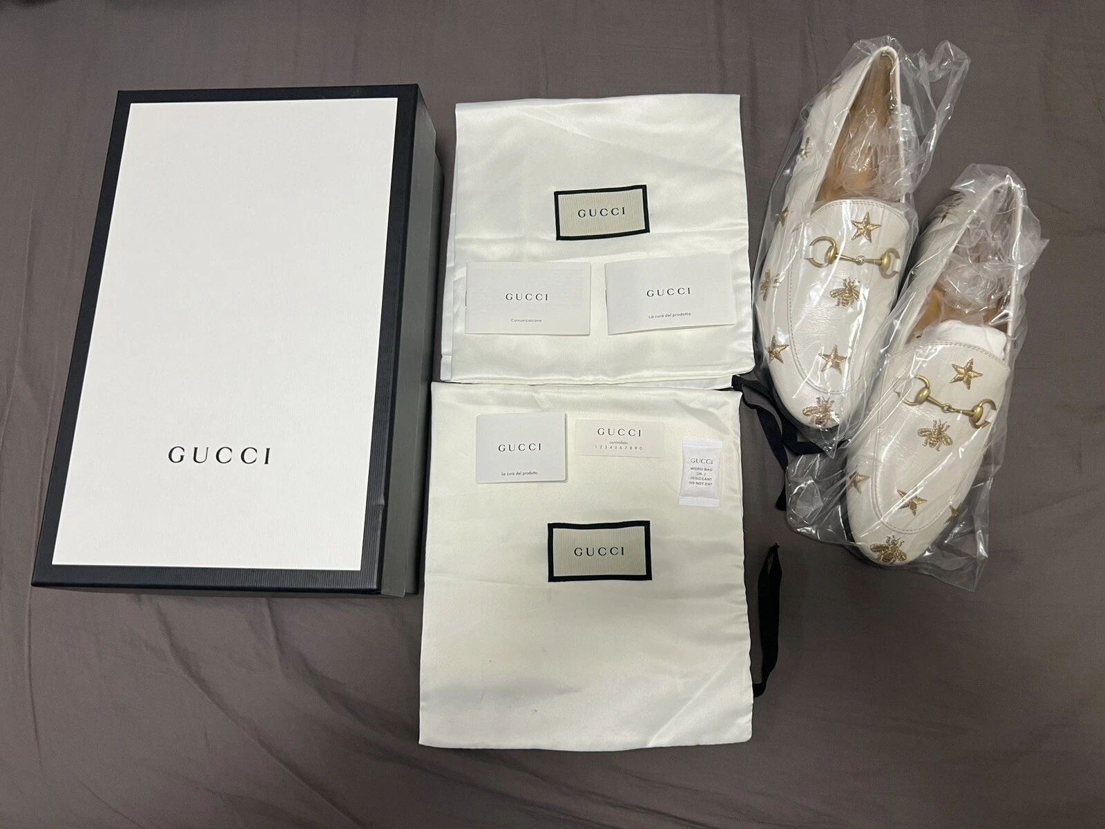 Mocassins Gucci chaussures mocassins cuir what Jordaan brodé blanc chaussure pointure 37,5