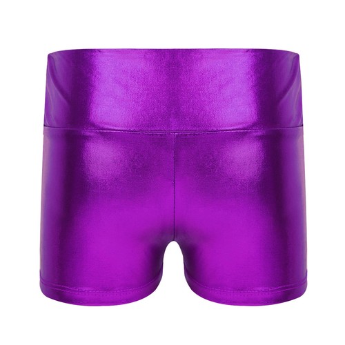 Kids Girls Dance Shorts Shiny Metallic Gymnastics Hip Hop Bottoms Sports Trunks - Picture 20 of 56