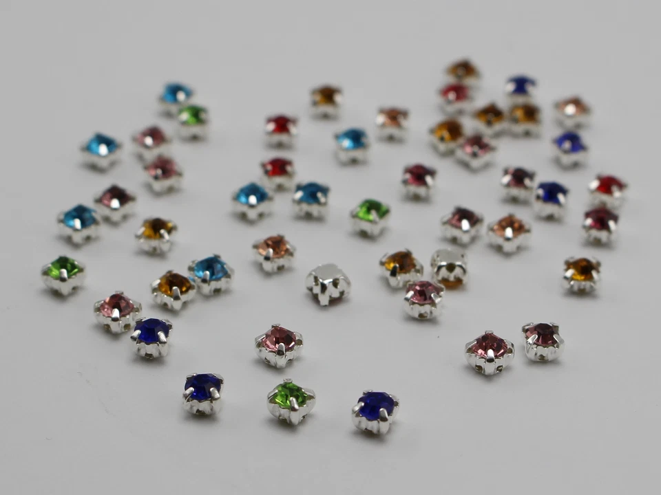 250 cuentas de plata de color mezclado cristal rosa montes 4 mm coser pedrería Foto 4 de 4