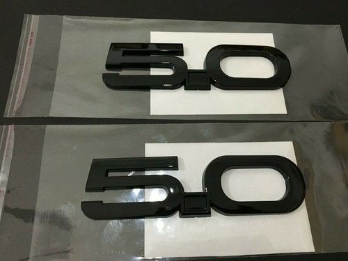 2015-2022 NEW GLOSS BLACK 5.0 FENDER BADGE EMBLEM - 2 PCS - Bild 1 von 4