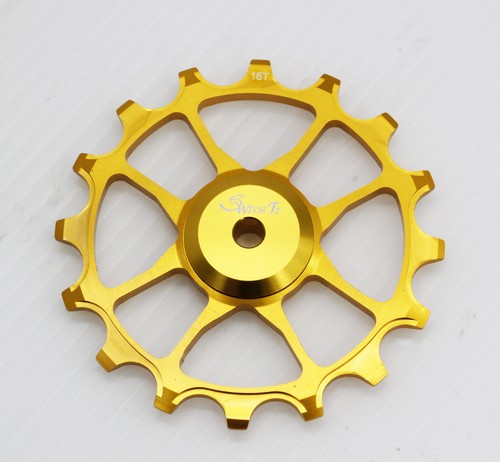 SwishTi Narrow-Wide Cycle Bike Oversized Fully-CNC Derailleur Pulley 16T Gold - Picture 4 of 10