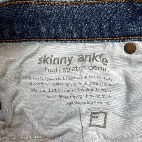 JCP Jeans Womens 33/16 Blue Denim Skinny Ankle High Stretch Mid Rise Dark Wash - Picture 9 of 11