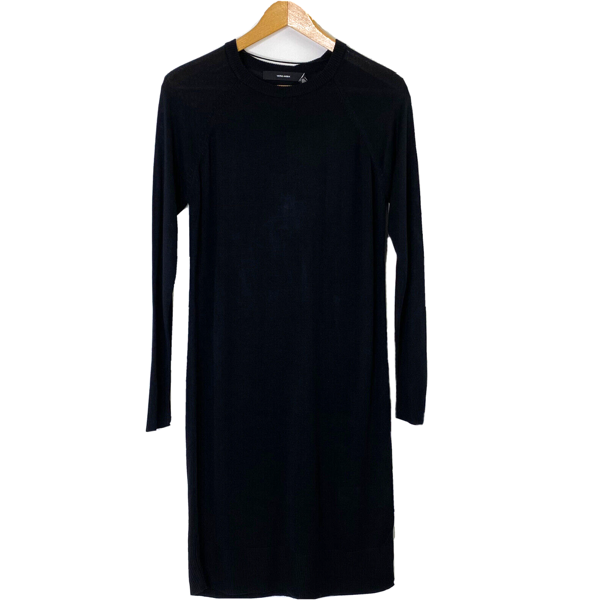 vero moda long sleeve dress Vero Moda Meghan Long Sleeve O-Neck Dress Womens size Small Black Fine Knit