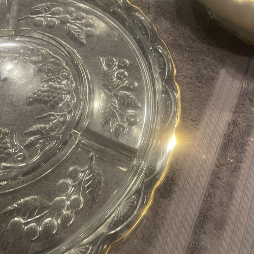 Large Appetizer Tray /Glass Gold Trim Large Appetizer Party Platter 13.5” - Picture 5 of 7