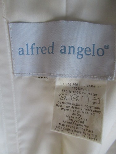 Alfred Angelo White Ivory Lace Strapless Beaded Mermaid Ruffle Wedding Dress L - Picture 12 of 24