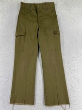 VINTAGE Boy Scouts Pants Youth 26 Green Official Uniform Twill Cargo 26x26 READ