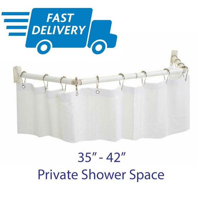 RV Shower Curtain Pole Bathroom Privacy White Bath Accessory Heavy Duty