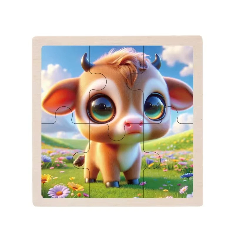 Puzzle Set - 6 niedliche Bauernhof-Babys, Puzzle aus Holz für Kinder - Bild 3 von 4