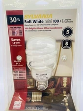 SYLVANIA SOFT WHITE MINI 100+ CFL 30W BULB ENERGY SAVING REPLACEMENT BULB FOR SY