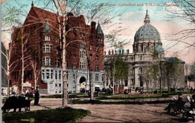 Postcard St James Cathedral & YMCA Montreal  March 10 1906 Divided back
