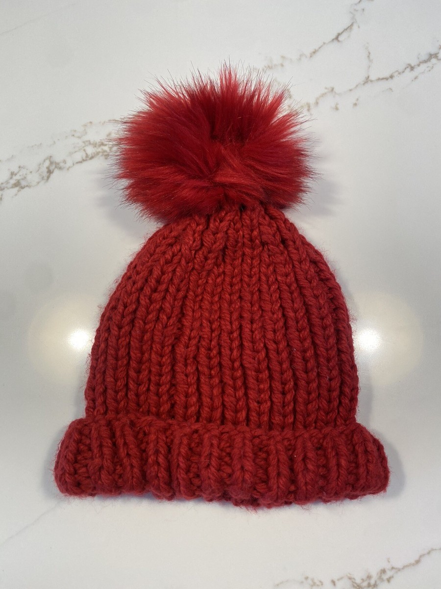 Free People Pom Beanie Sz OS Chunky Knit Red NWOT | eBay display picture 2